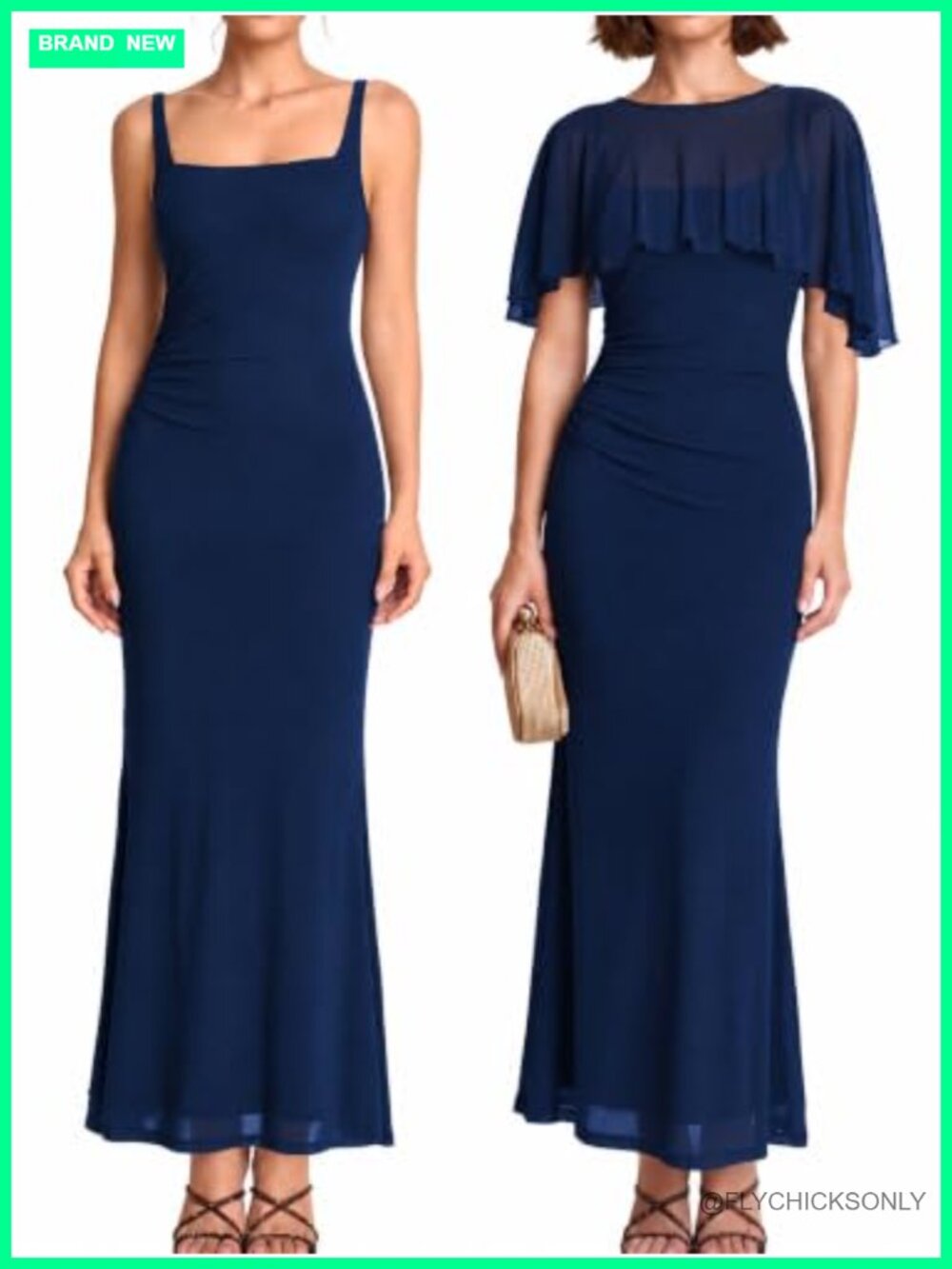 Womens Formal Bodycon Maxi Dress with Cape Mesh Sleeveless Wedding Guest